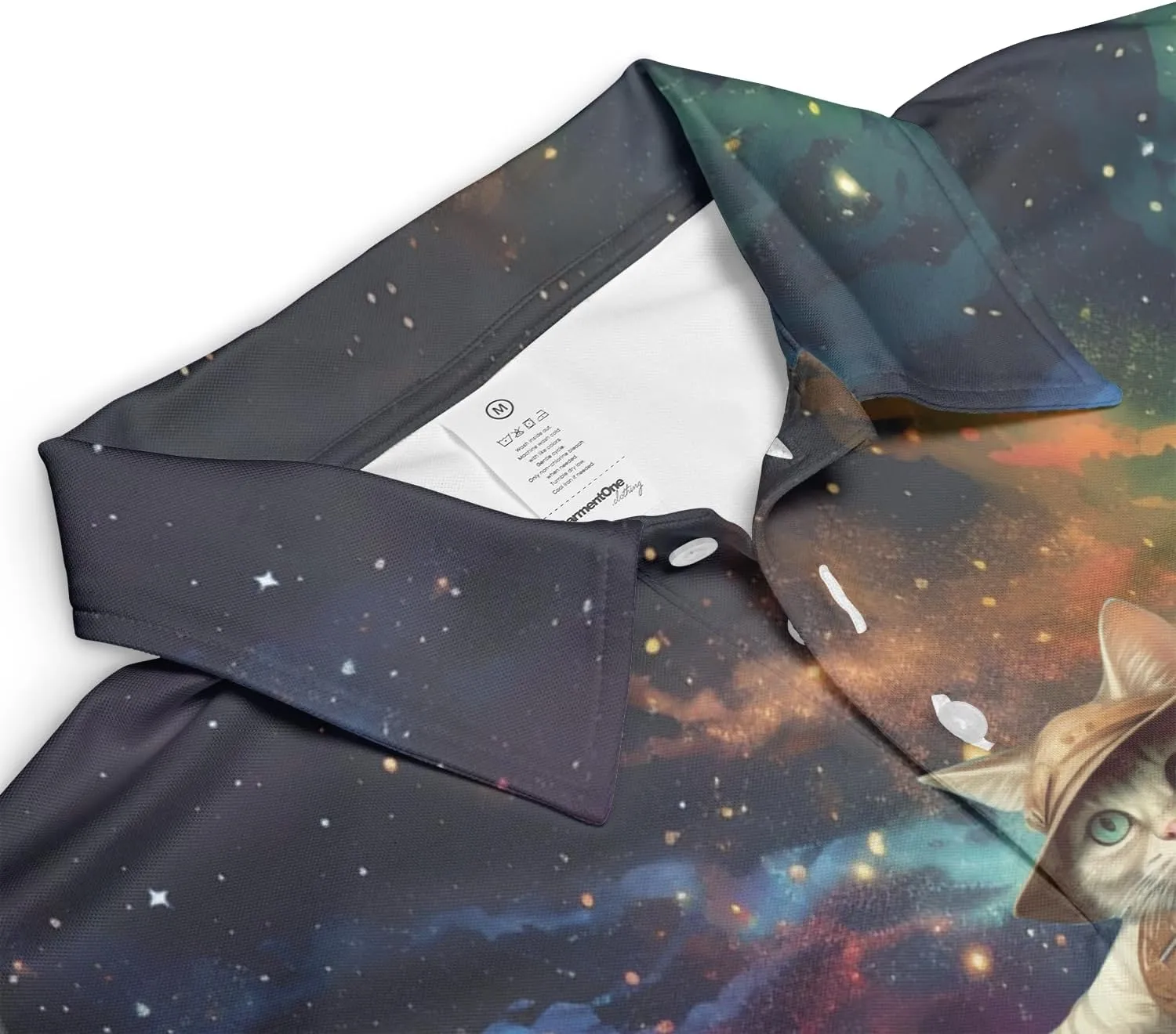 Funny Cat Polo Shirts for Men - Galaxy Cat Mens Quick Dry Short Sleeve Polo Shirts Series 27