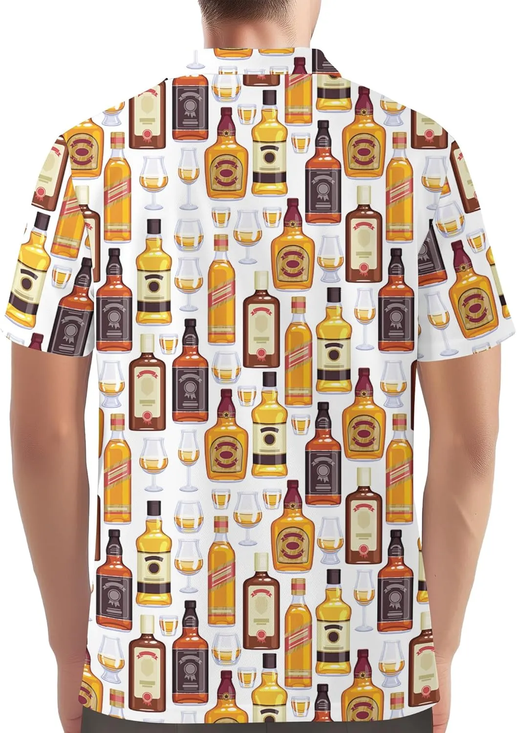 Funny Golf Shirt for Men Hawaiian Print Mens Polo Shirts Retro Printed Outfit