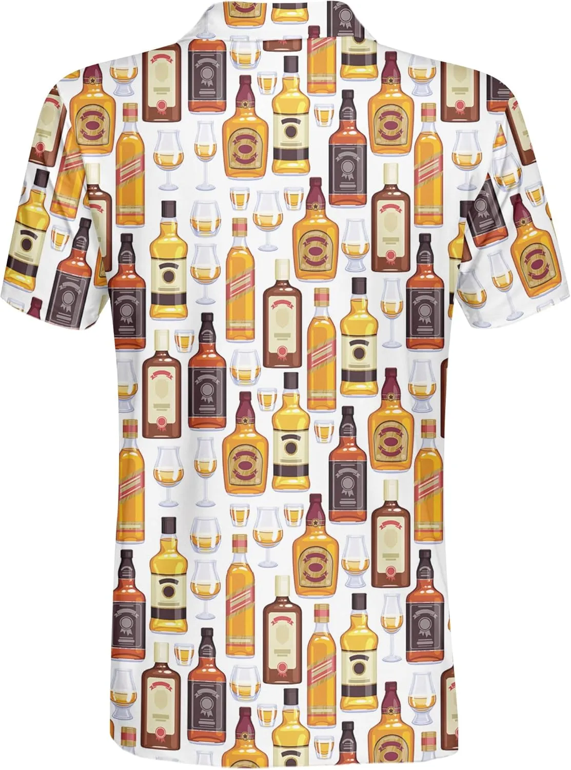 Funny Golf Shirt for Men Hawaiian Print Mens Polo Shirts Retro Printed Outfit