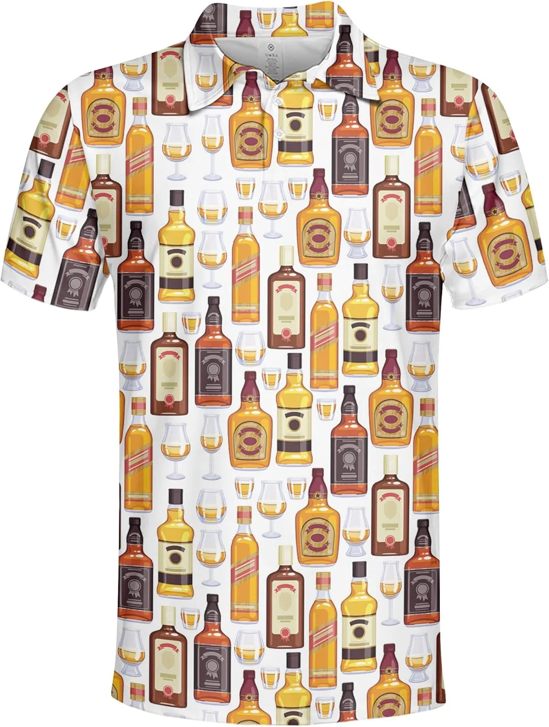 Funny Golf Shirt for Men Hawaiian Print Mens Polo Shirts Retro Printed Outfit