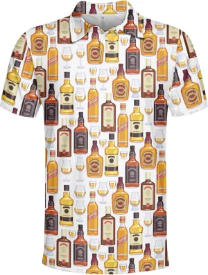 Funny Golf Shirt for Men Hawaiian Print Mens Polo Shirts Retro Printed Outfit