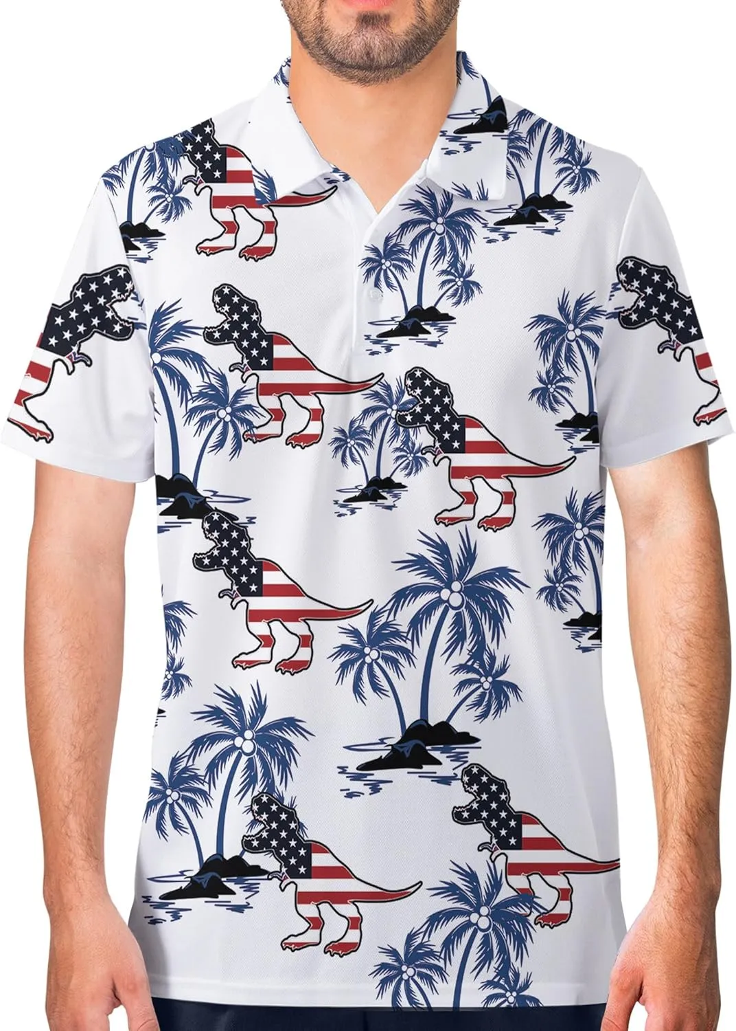 Funny Golf Shirt for Men Print Hawaiian Mens Polo Shirts Golf Gifts