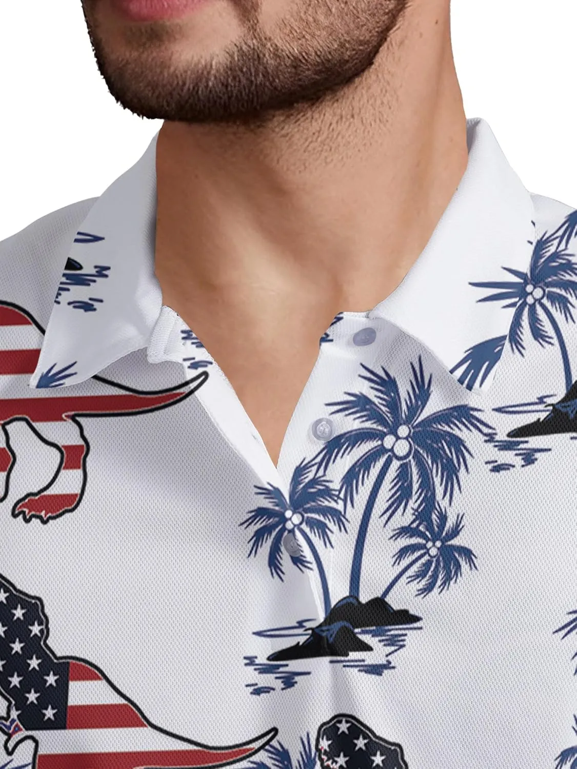 Funny Golf Shirt for Men Print Hawaiian Mens Polo Shirts Golf Gifts