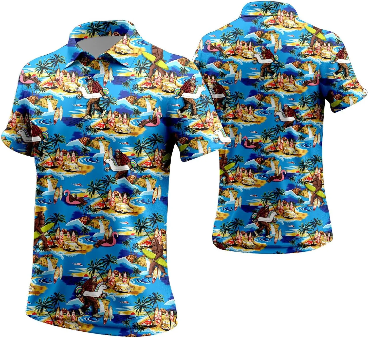 Funny Neon Splash Golf Shirts for Men Dry Fit Performance Moisture Wicking Mens Golf Gifts Collared Short Sleeve Shirt