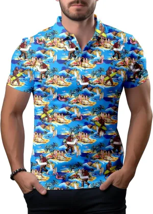 Funny Neon Splash Golf Shirts for Men Dry Fit Performance Moisture Wicking Mens Golf Gifts Collared Short Sleeve Shirt