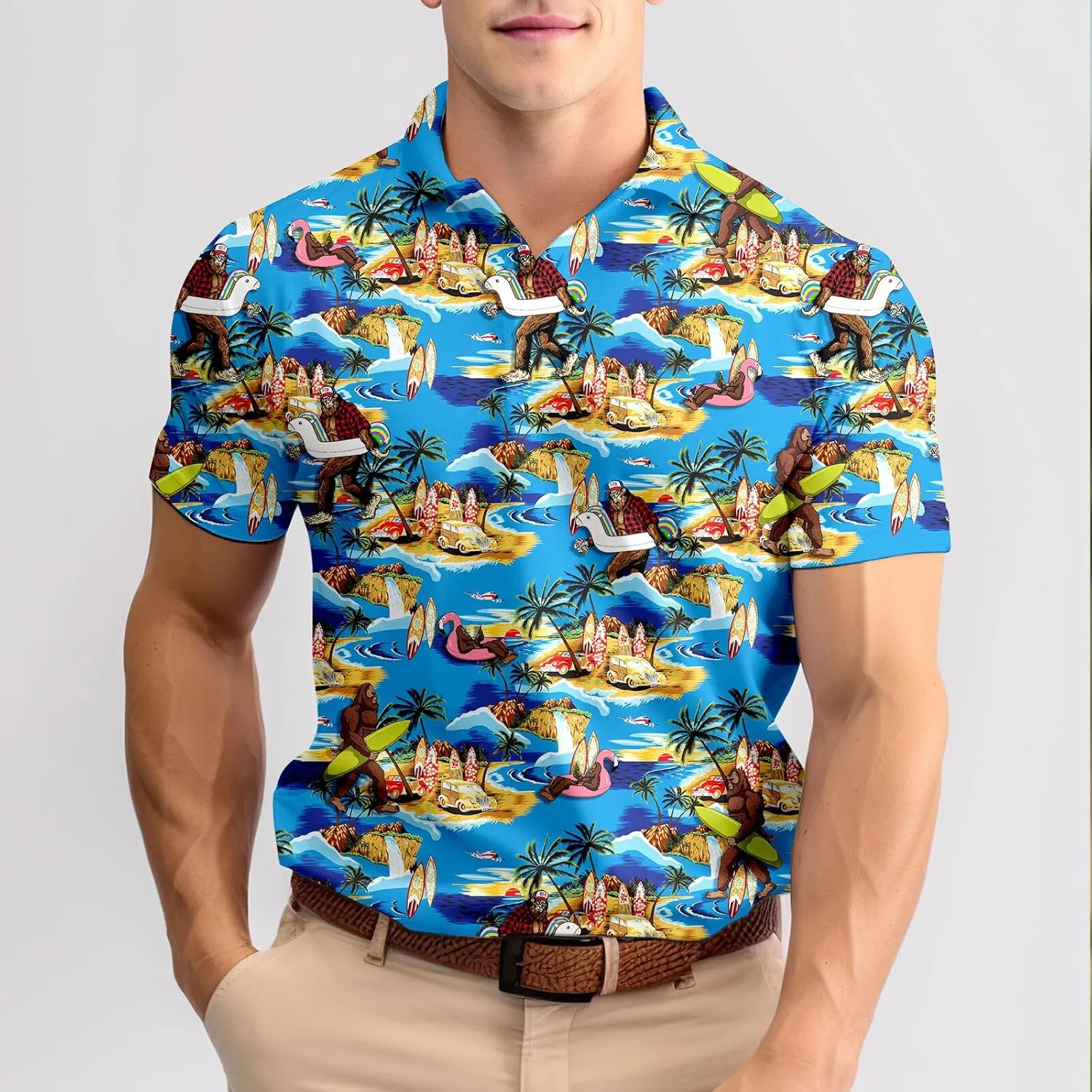 Funny Neon Splash Golf Shirts for Men Dry Fit Performance Moisture Wicking Mens Golf Gifts Collared Short Sleeve Shirt