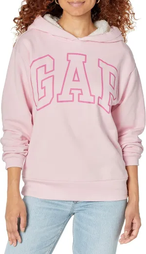 GAP Women's Logo Sherpa Lined Hooded Sweatshirt