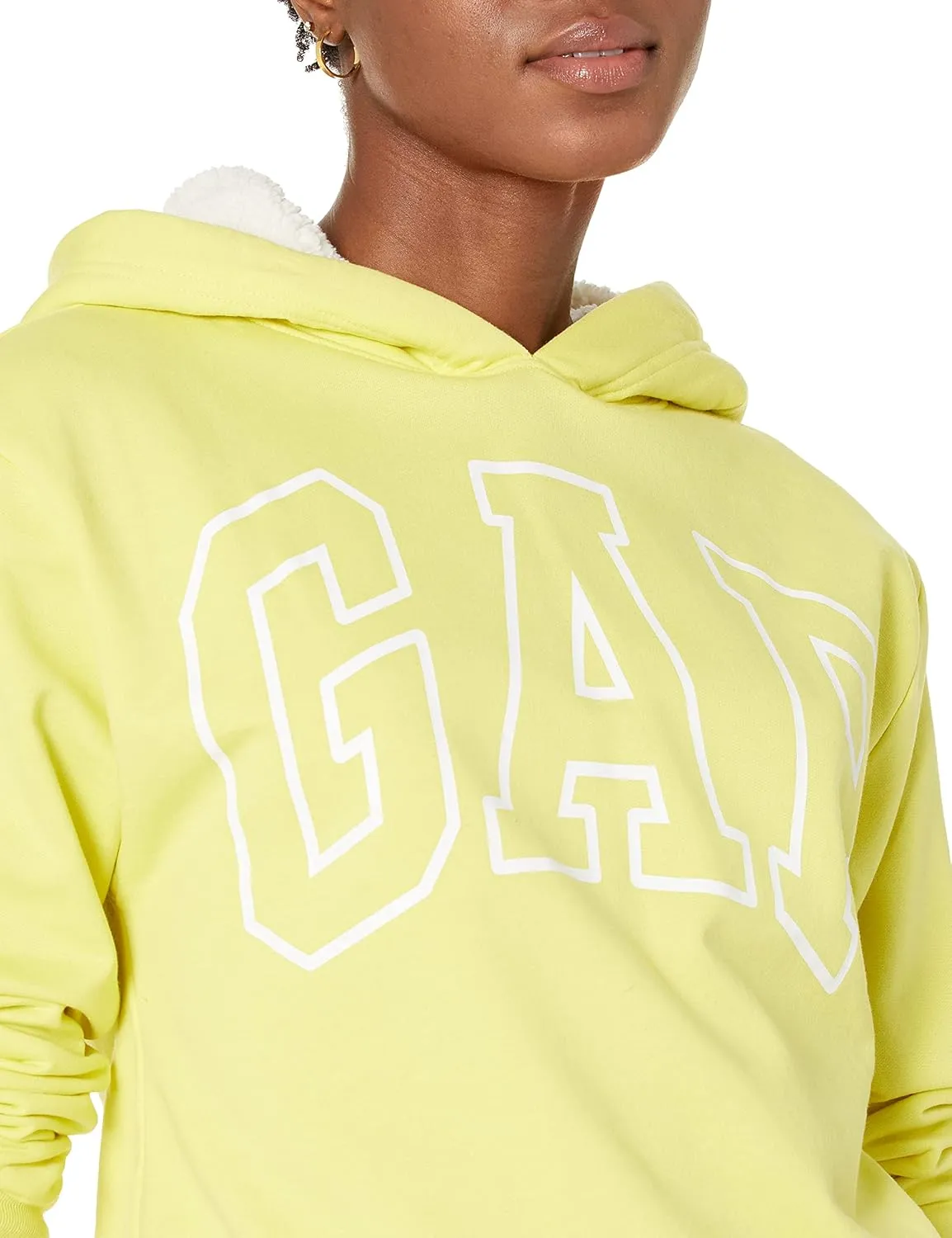 GAP Women's Logo Sherpa Lined Hooded Sweatshirt