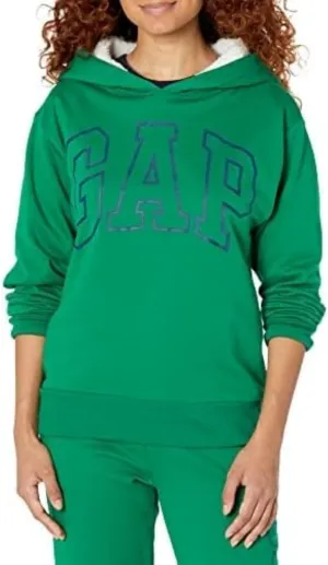 GAP Women's Logo Sherpa Lined Hooded Sweatshirt