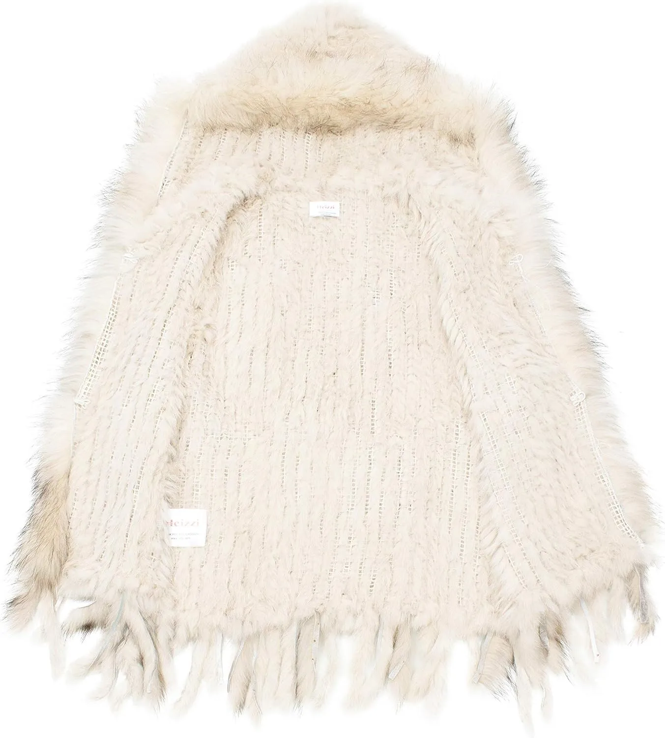 Genuine Rabbit Fur Coat for Women With Raccoon Trim Collar, Hooded Vest, Soft and Comfortable