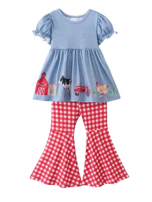 Girls Farm Animals Bell Bottoms Outfit
