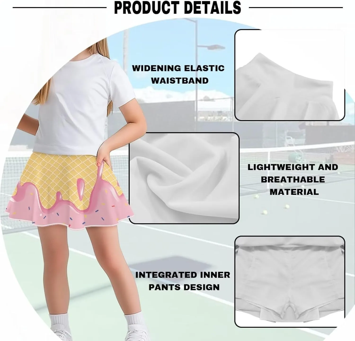 Girls' High Waisted Athletic Tennis Skorts Comfortable Stylish Skirts for Pickleball