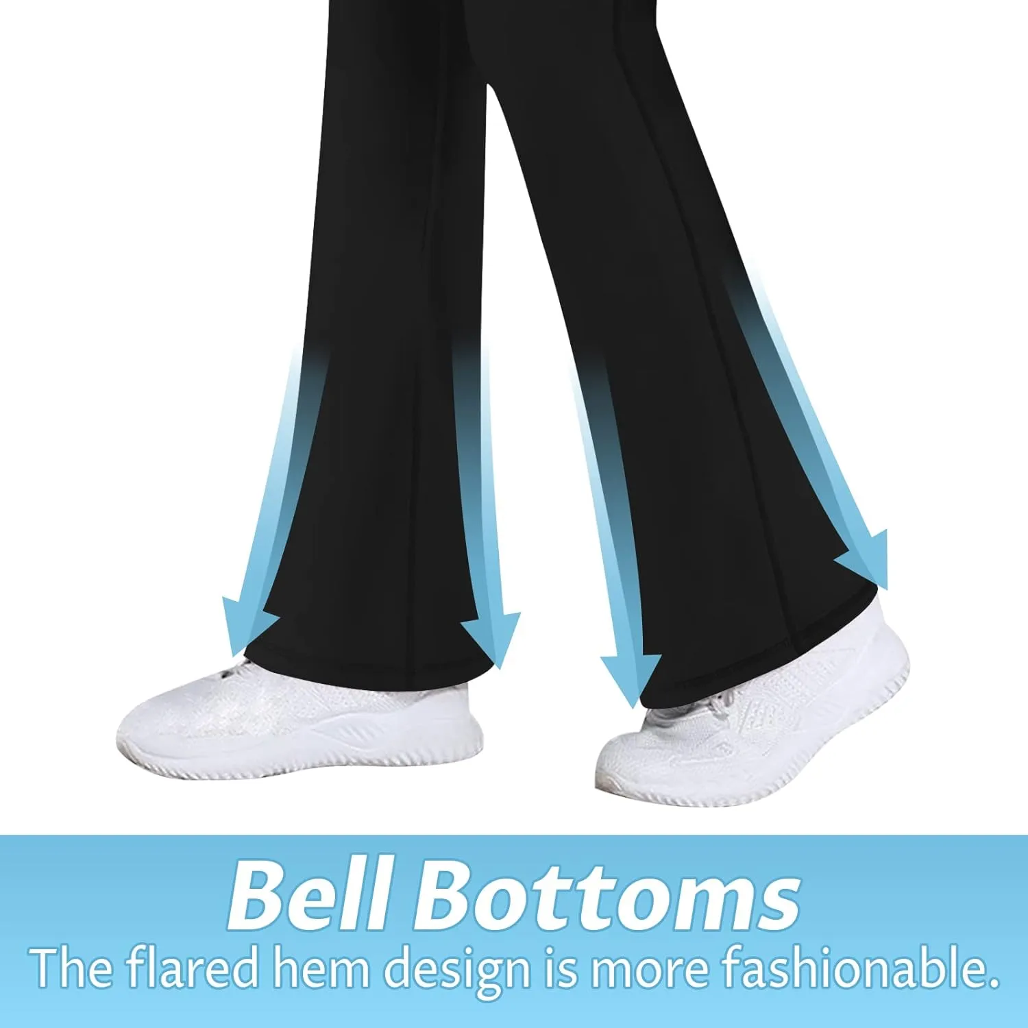 Girls' Leggings Cross Flare Pants Black High Waist Soft Stretchy Full Length Yoga Bootcut Pants for Kids Teens Dance