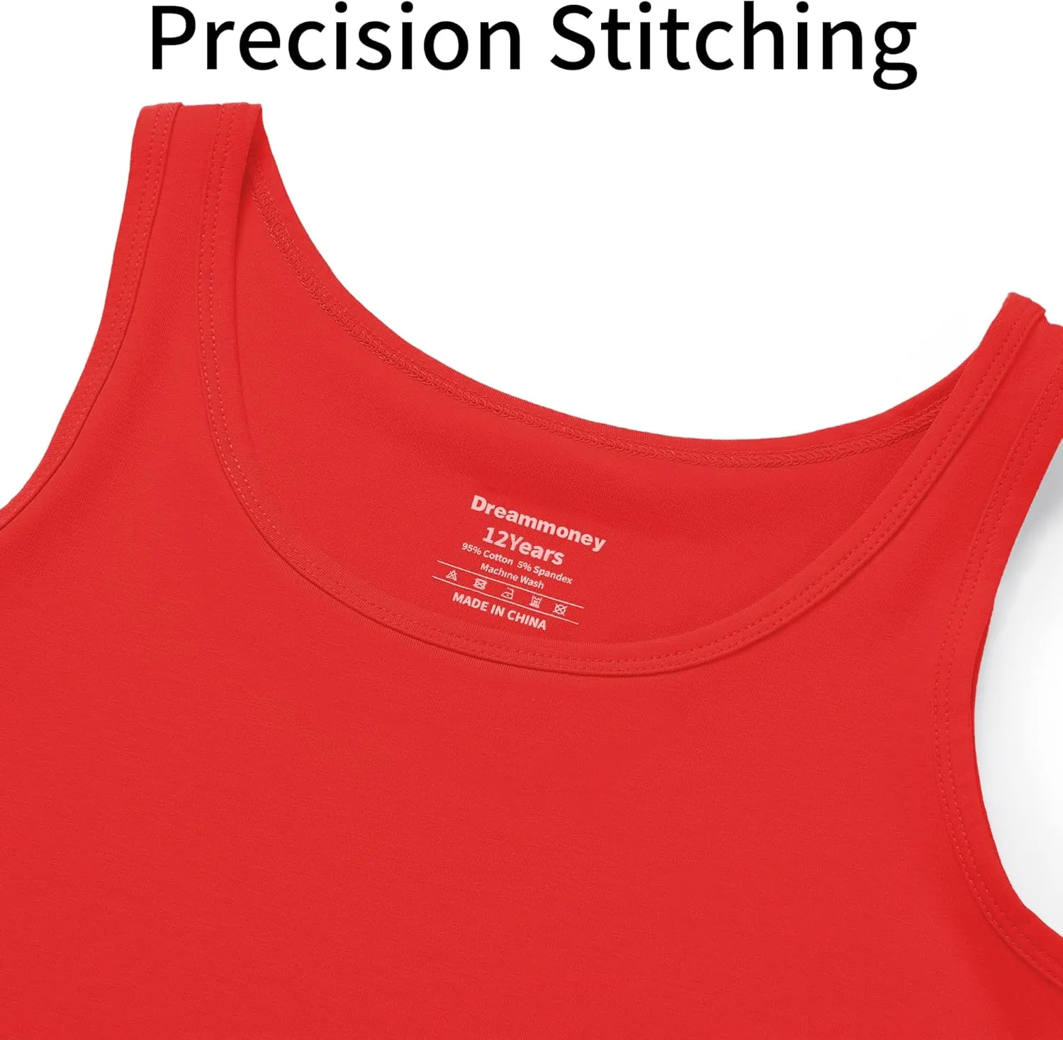 Girls Tank Top - Soft Cotton Round Neck Sleeveless Stretch Undershirt for Kids 2T-14 Years