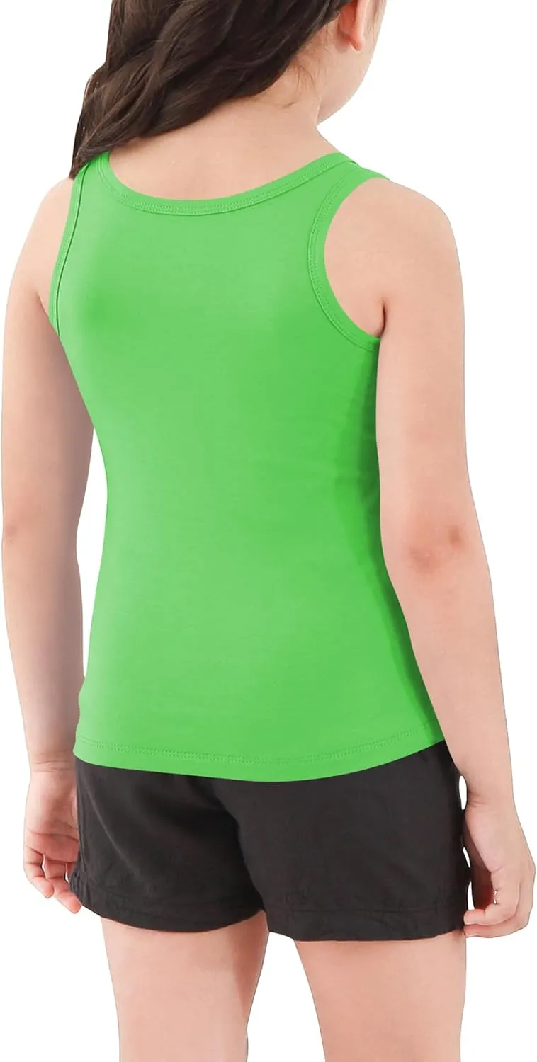 Girls Tank Top - Soft Cotton Round Neck Sleeveless Stretch Undershirt for Kids 2T-14 Years
