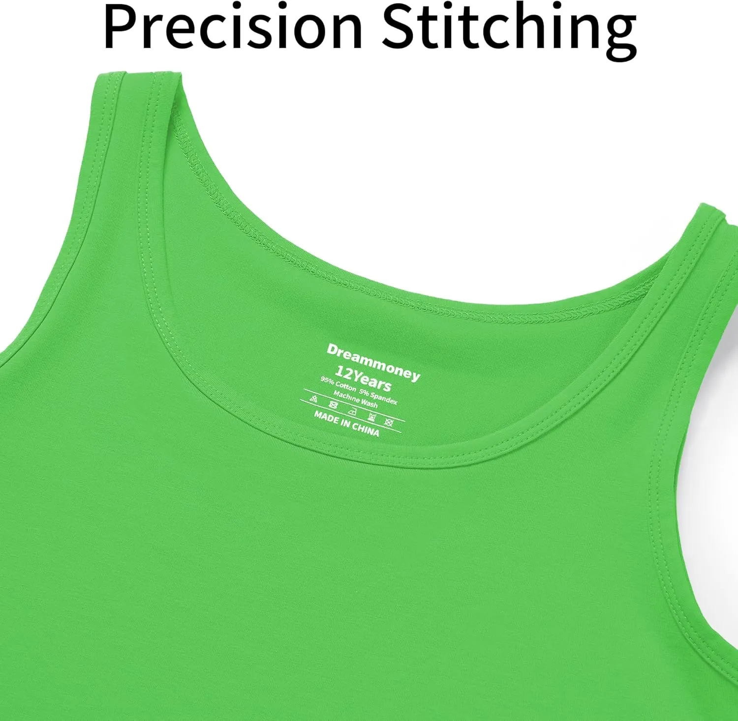 Girls Tank Top - Soft Cotton Round Neck Sleeveless Stretch Undershirt for Kids 2T-14 Years