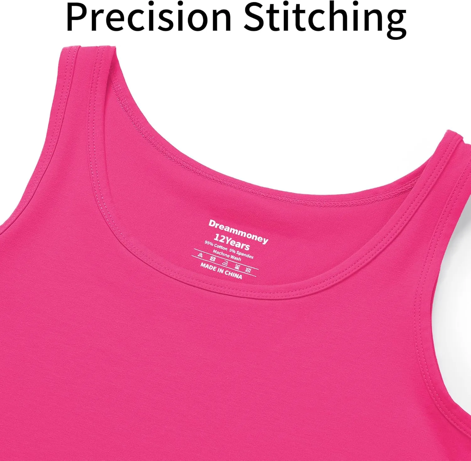 Girls Tank Top - Soft Cotton Round Neck Sleeveless Stretch Undershirt for Kids 2T-14 Years