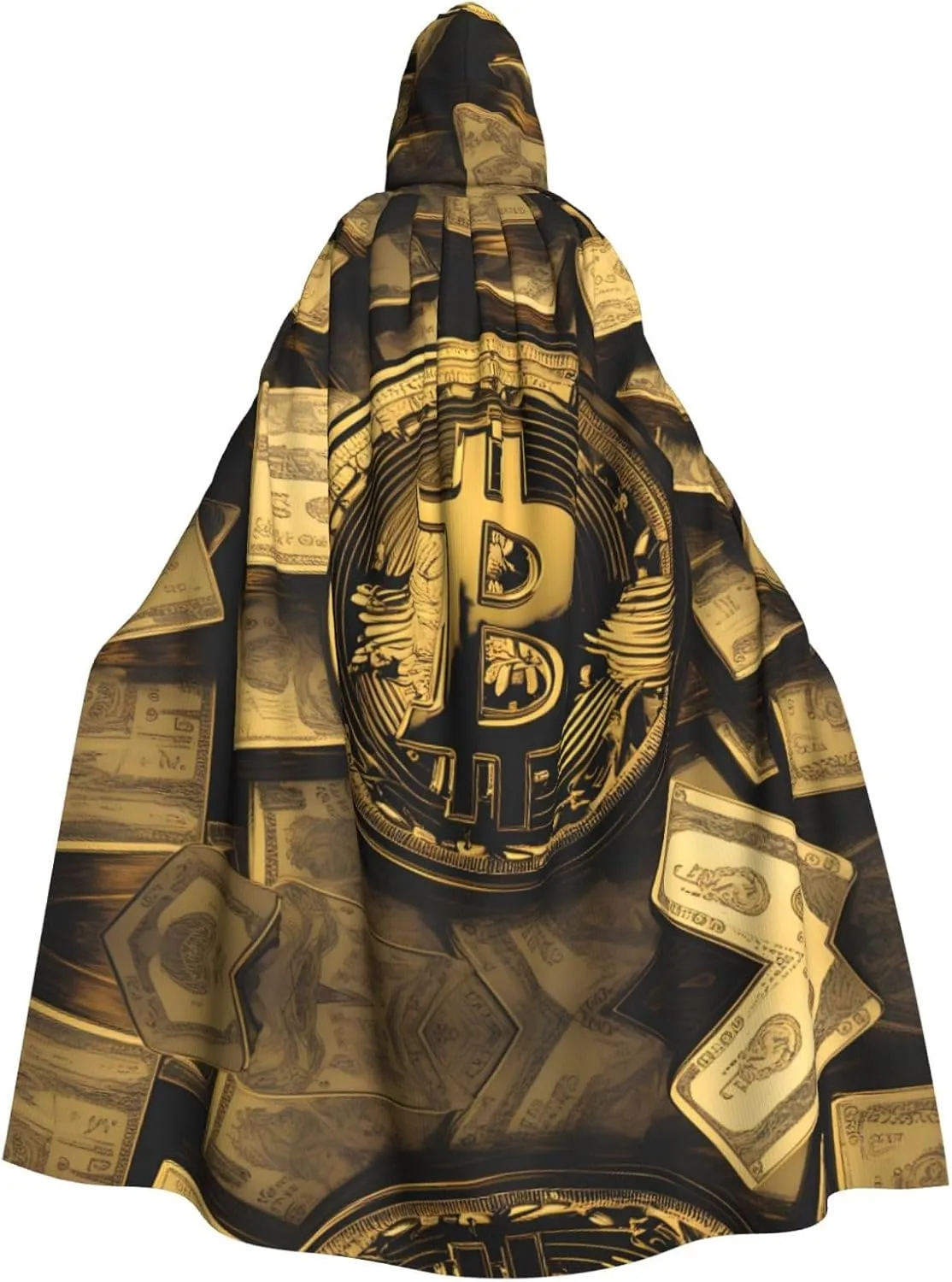 gold money symbol Prints Hooded Cloak for Halloween, Role-playing, and Costume Parties - Comfortable and Durable