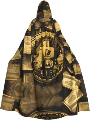 gold money symbol Prints Hooded Cloak for Halloween, Role-playing, and Costume Parties - Comfortable and Durable