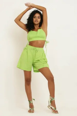 Green 100% Cotton Beach Shorts