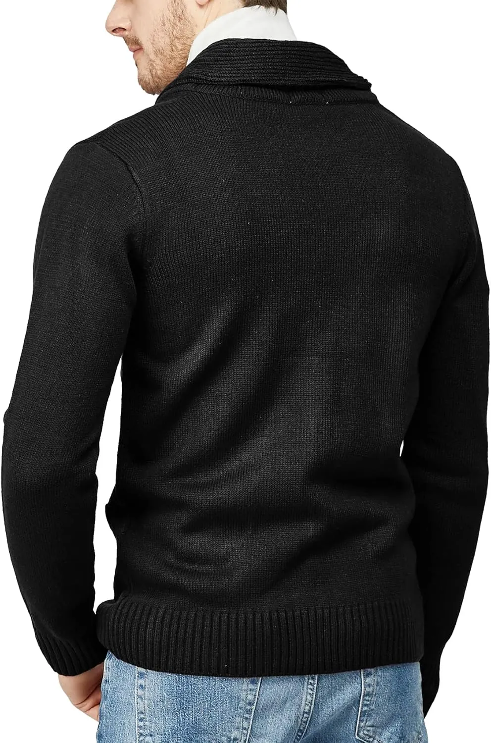 H2H Mens Casual Comfortable Fit Cardigan Sweater Shawl Collar Soft Fabric