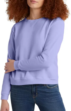 Hanes Women's Ecosmart V-Notch Crewneck Sweatshirt, Fleece Pullover Sweatshirt For Women