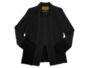 Hanley Mellon Women's Crepe Car Coat with Rib Trim 4 Black