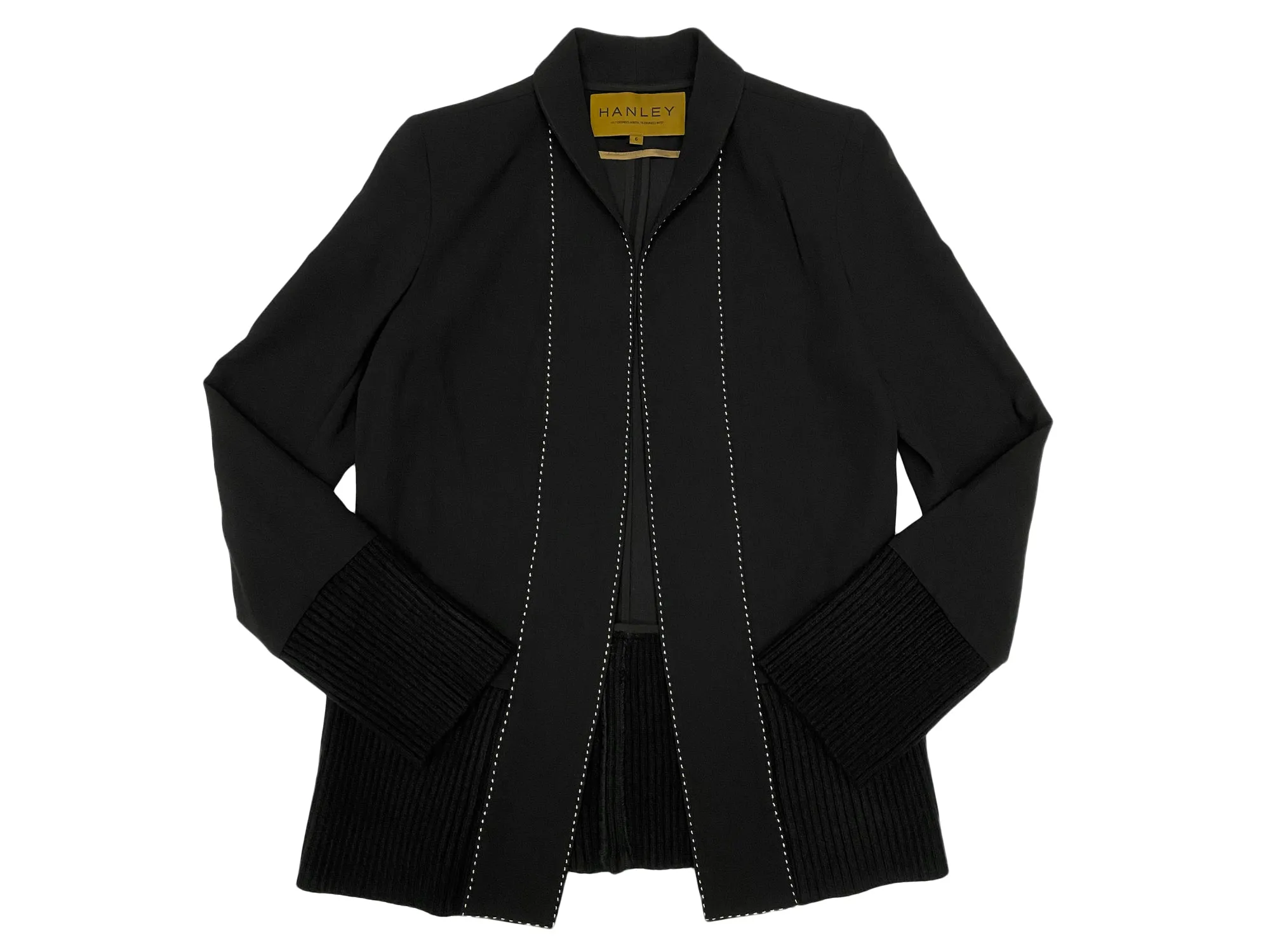 Hanley Mellon Women's Crepe Car Coat with Rib Trim 4 Black