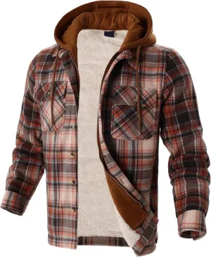 Heavy Thick Flannel Plaid Jacket Sherpa Fleece Lined Hoodies for Men Zip Up Winter Warm Coat Buffalo Zipper Sweatshirt