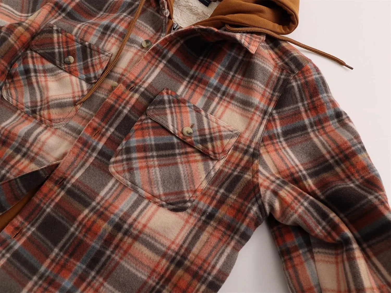 Heavy Thick Flannel Plaid Jacket Sherpa Fleece Lined Hoodies for Men Zip Up Winter Warm Coat Buffalo Zipper Sweatshirt