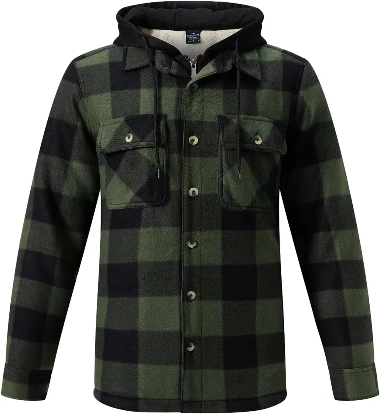 Heavy Thick Flannel Plaid Jacket Sherpa Fleece Lined Hoodies for Men Zip Up Winter Warm Coat Buffalo Zipper Sweatshirt