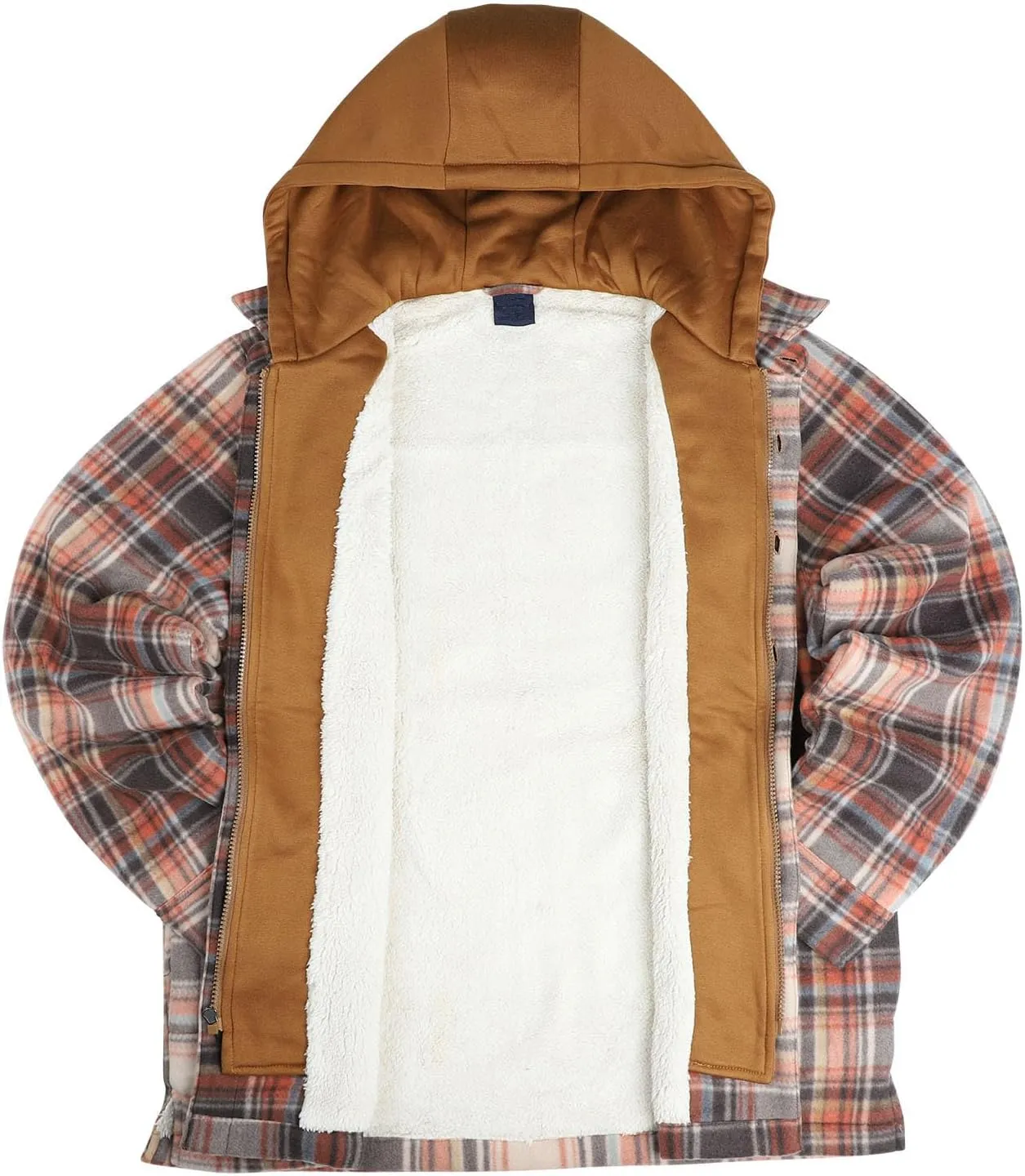 Heavy Thick Flannel Plaid Jacket Sherpa Fleece Lined Hoodies for Men Zip Up Winter Warm Coat Buffalo Zipper Sweatshirt