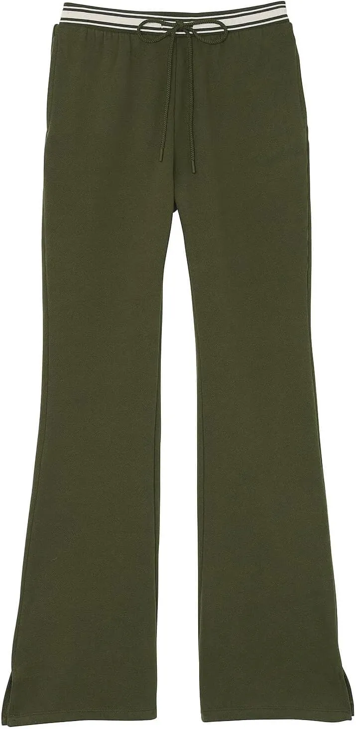 HeSaYep Women's Fleece Lined Sweatpants Winter Warm High Waisted Trousers Split Hem Flare Sweat Pants with Pockets