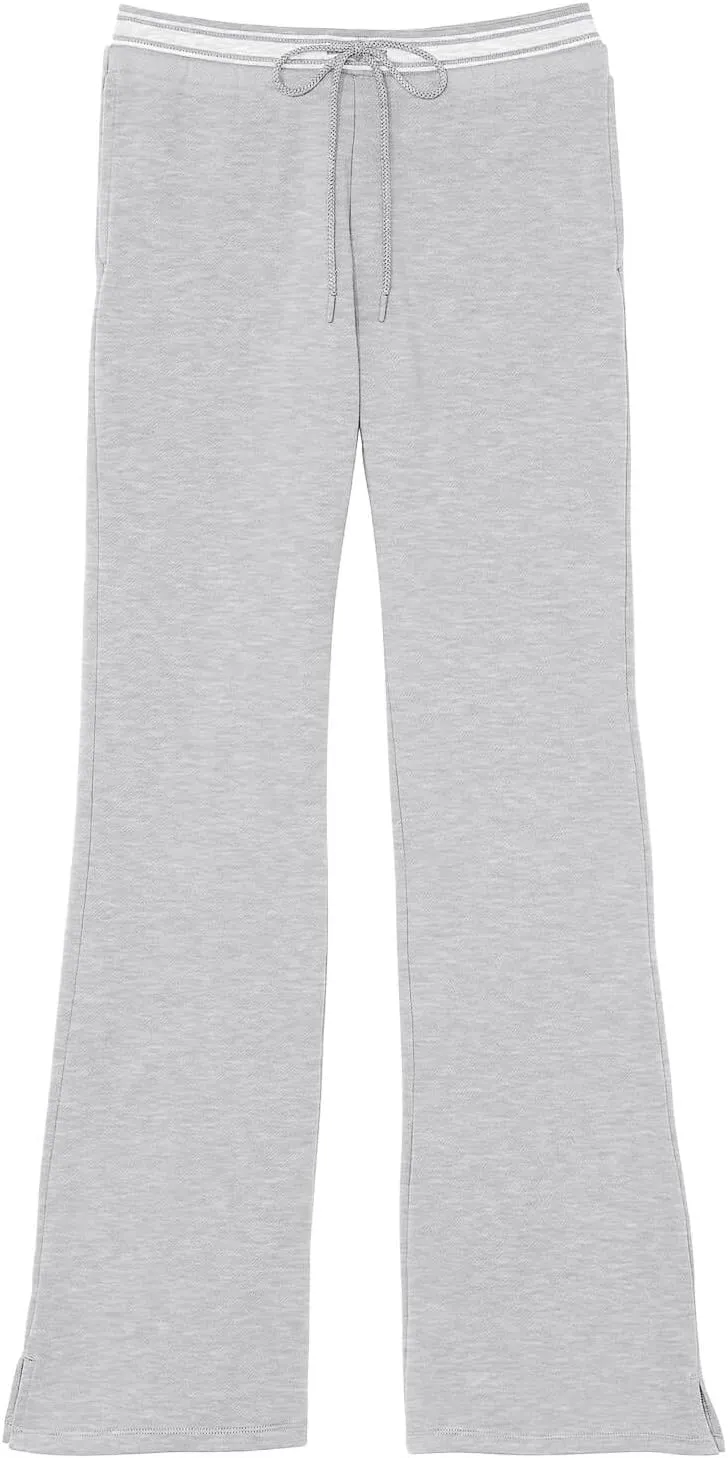 HeSaYep Women's Fleece Lined Sweatpants Winter Warm High Waisted Trousers Split Hem Flare Sweat Pants with Pockets