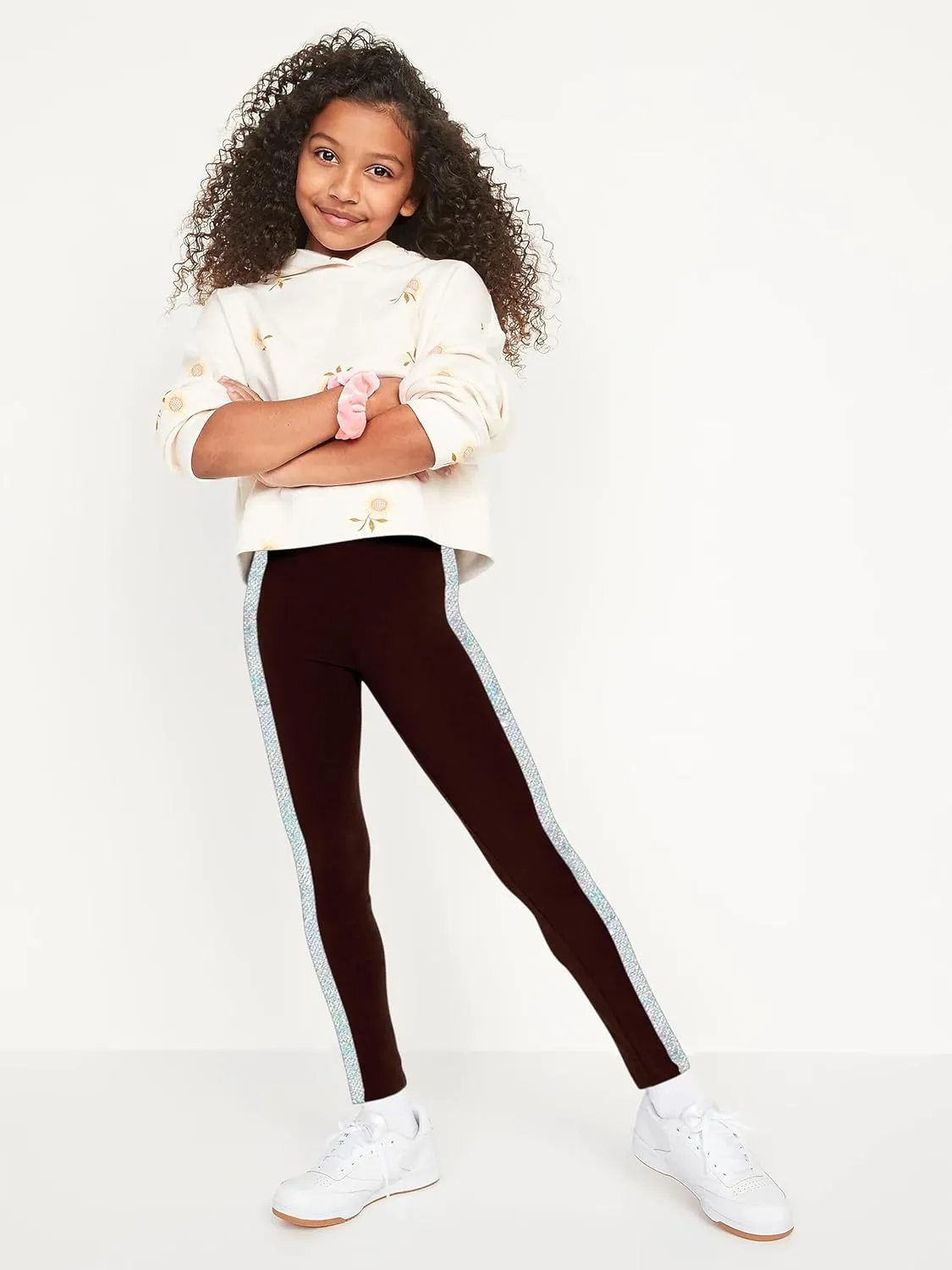 HH Family Flip Sequin Cotton Leggings for Girls Sparkle Pants 4-14 Years