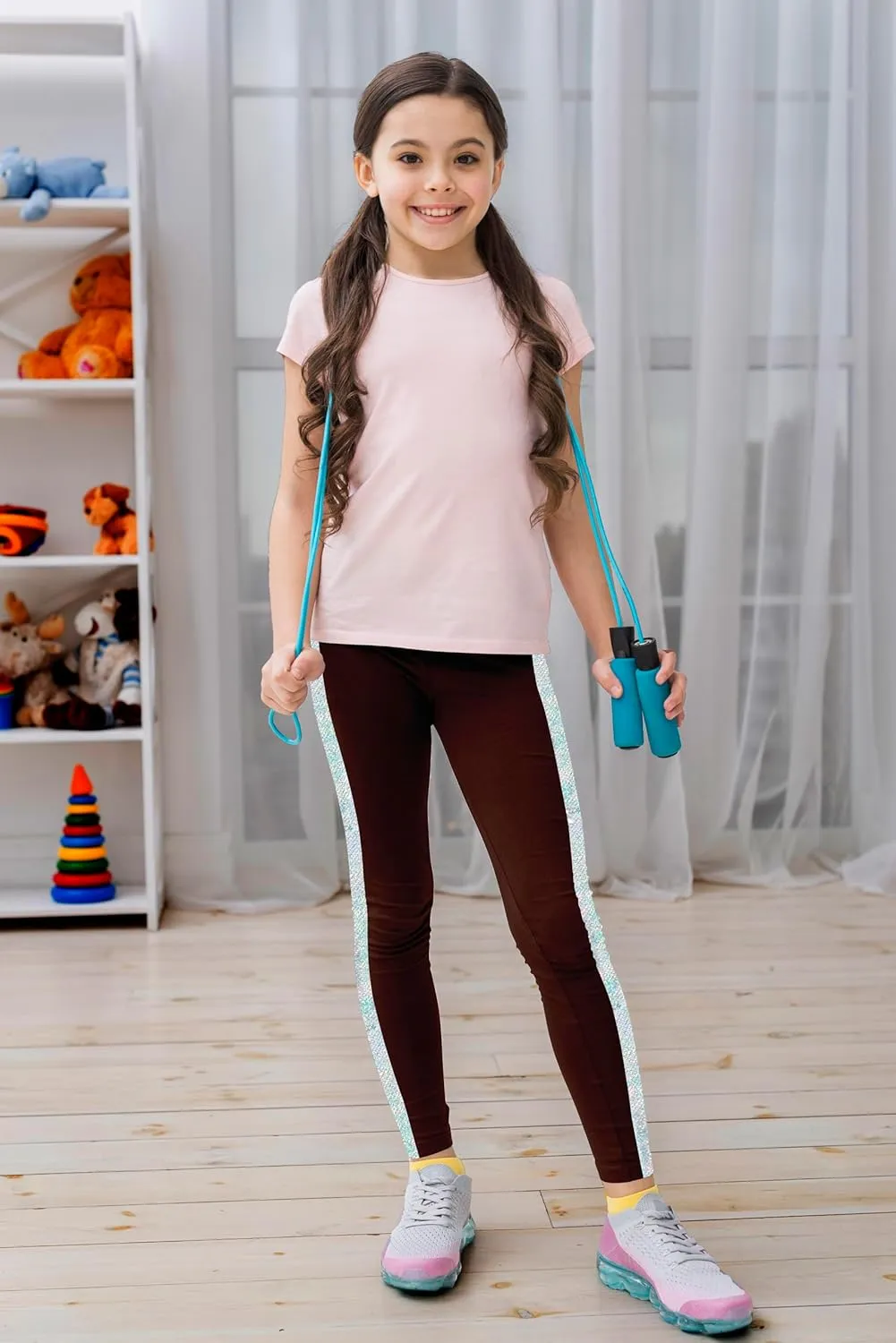 HH Family Flip Sequin Cotton Leggings for Girls Sparkle Pants 4-14 Years