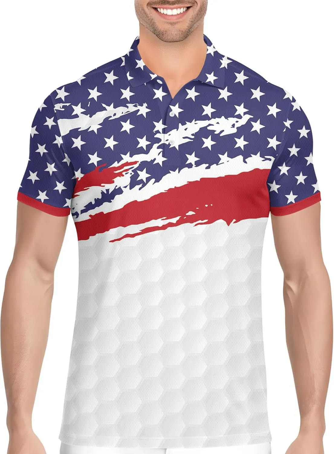 HIVICHI Golf Shirts for Men Funny Hawaiian Crazy Print Mens Polo Shirt