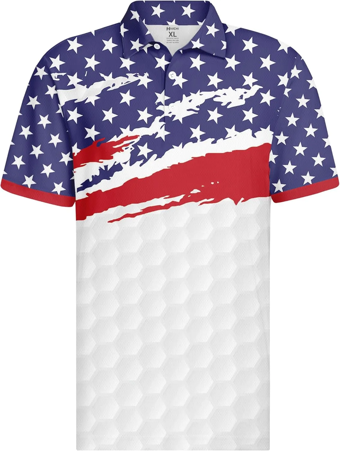 HIVICHI Golf Shirts for Men Funny Hawaiian Crazy Print Mens Polo Shirt