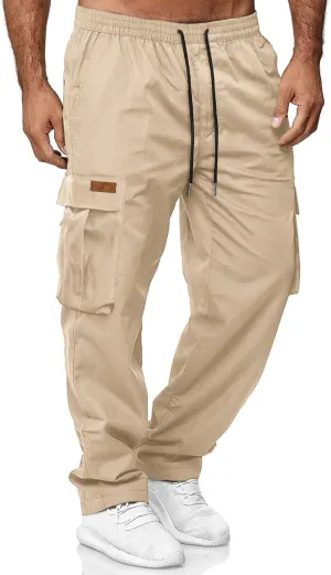 HOTake Men's Casual Cargo Sweatpants Waist Drawstring Joggers Hiking Tactical Pants for Men with Pockets