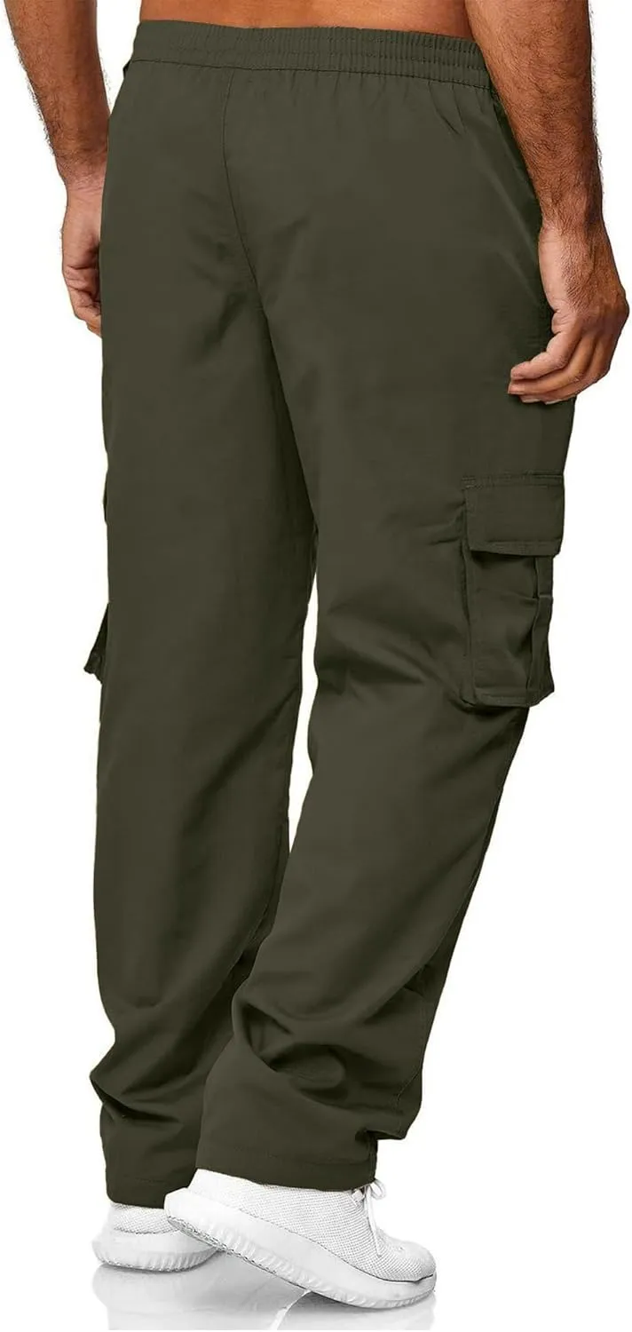 HOTake Men's Casual Cargo Sweatpants Waist Drawstring Joggers Hiking Tactical Pants for Men with Pockets