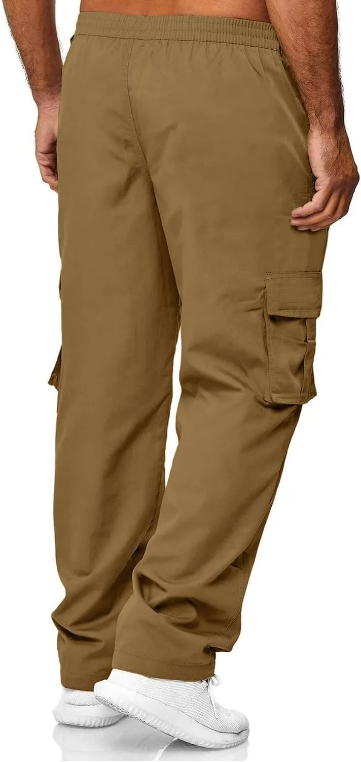 HOTake Men's Casual Cargo Sweatpants Waist Drawstring Joggers Hiking Tactical Pants for Men with Pockets