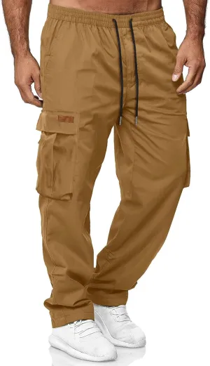 HOTake Men's Casual Cargo Sweatpants Waist Drawstring Joggers Hiking Tactical Pants for Men with Pockets