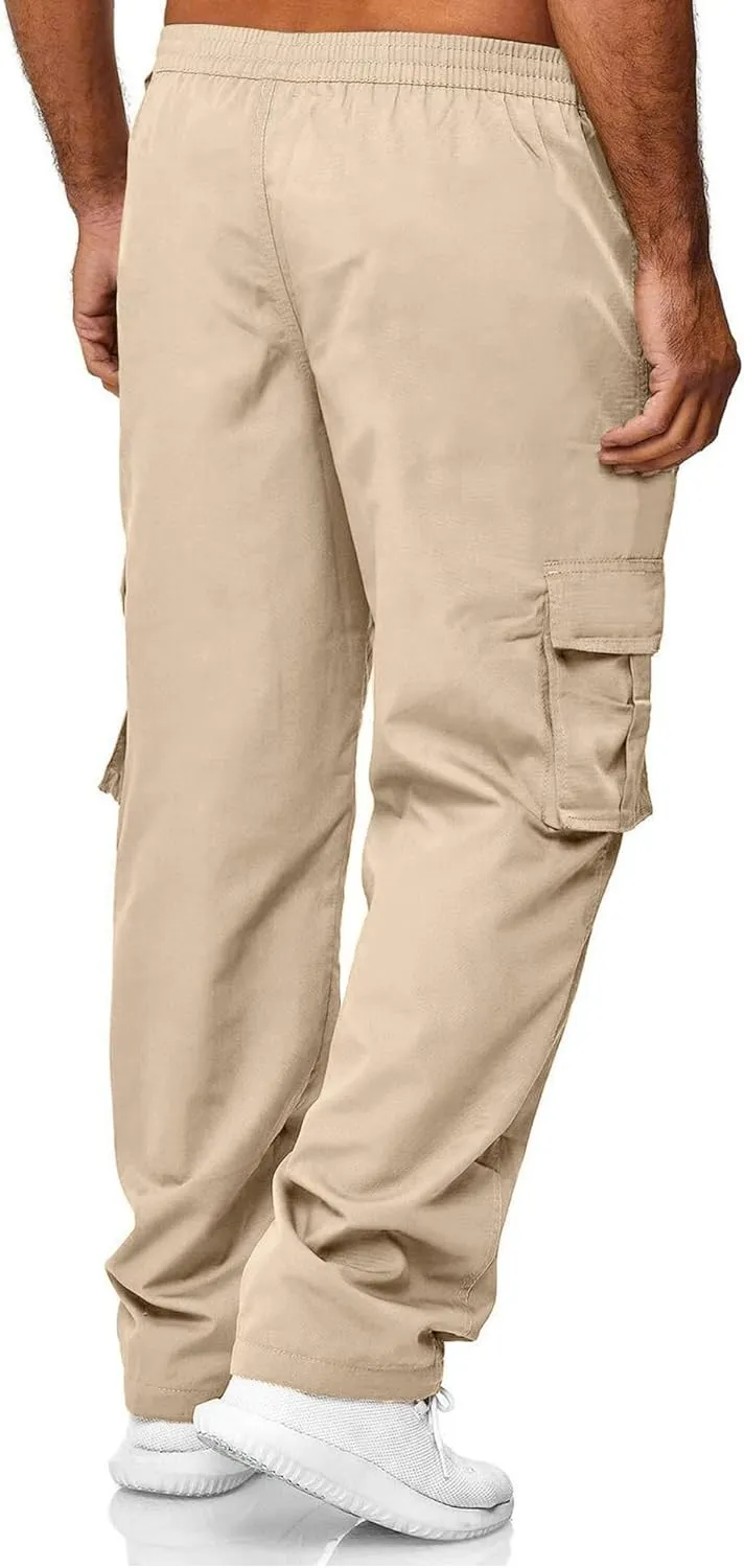 HOTake Men's Casual Cargo Sweatpants Waist Drawstring Joggers Hiking Tactical Pants for Men with Pockets