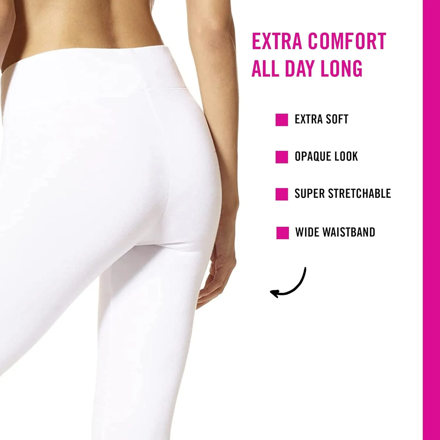 HUE Women's Ultra Soft Cotton Leggings with Wide Waistband, Full and Capri Length