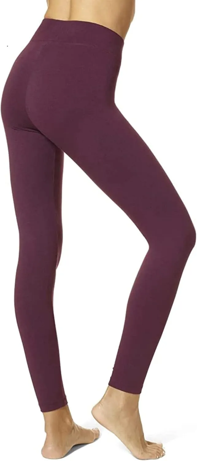 HUE Women's Ultra Soft Cotton Leggings with Wide Waistband, Full and Capri Length