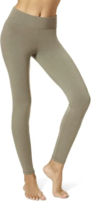 HUE Women's Ultra Soft Cotton Leggings with Wide Waistband, Full and Capri Length