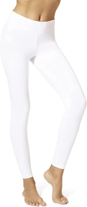 HUE Women's Ultra Soft Cotton Leggings with Wide Waistband, Full and Capri Length