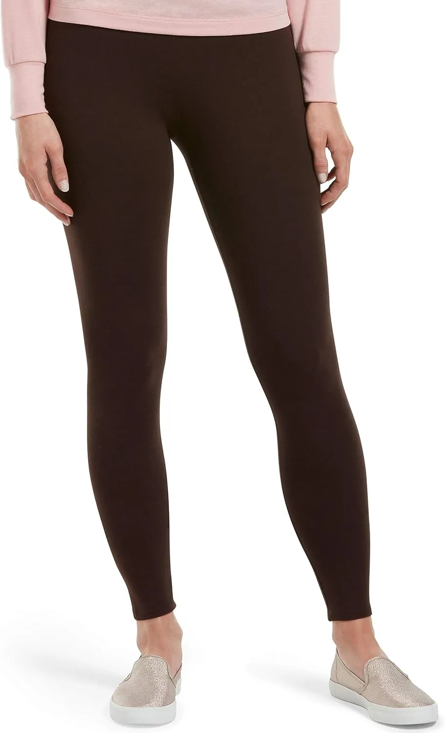 HUE Women's Ultra Soft Cotton Leggings with Wide Waistband, Full and Capri Length