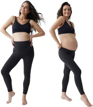 Ingrid & Isabel Basics Maternity Leggings, Comfortable Fold Over Bundle Panel for Womens Black/Black