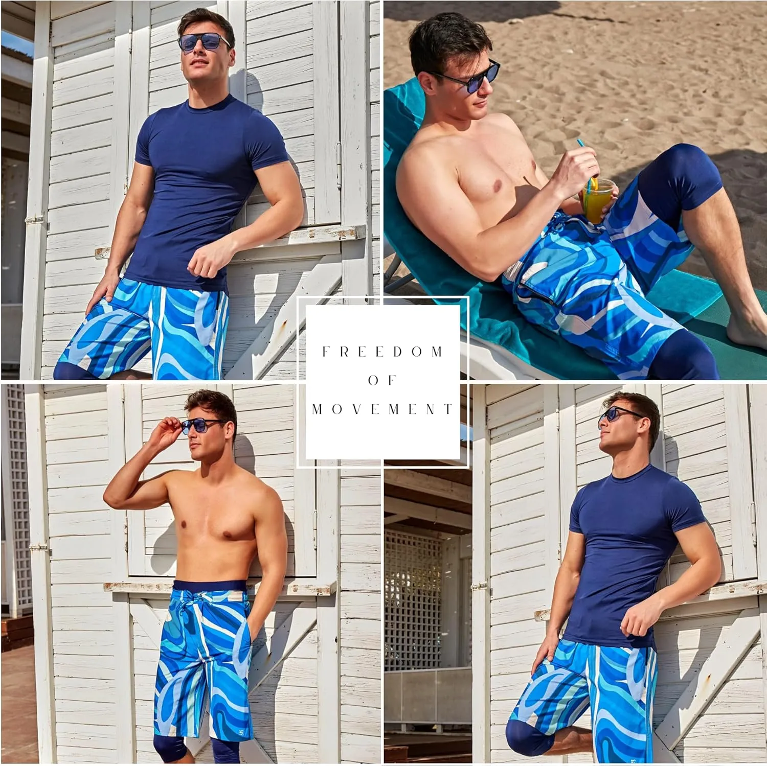 Islamic Men's Long-Fit Swimwear-Shorts | Knee-Length Modest Bathing Suits | Comfortable for Sports, Daily Wear